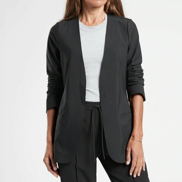 NWT! Athleta Avenue Blazer, Black Euroluxe Stretch, Size 10 - Picture 2 of 14